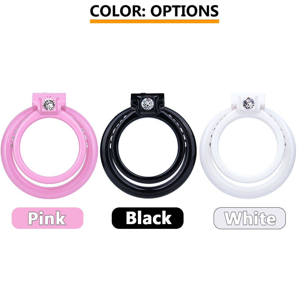 ABS Resin Rhinestone Dual Cock Ring Chastity Cage | AS602