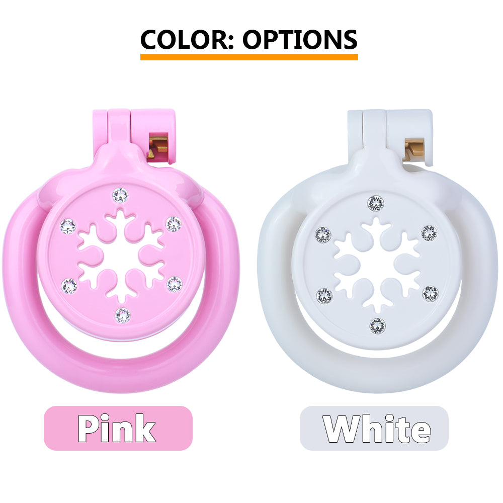 ABS Resin Rhinestone Snowflake Flat Chastity Cage | AS603