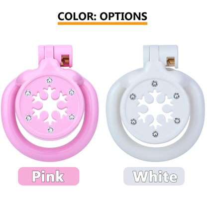ABS Resin Rhinestone Snowflake Flat Chastity Cage | AS603