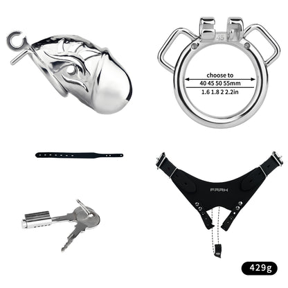 Metal Chastity Dick Locking Cage- Silver