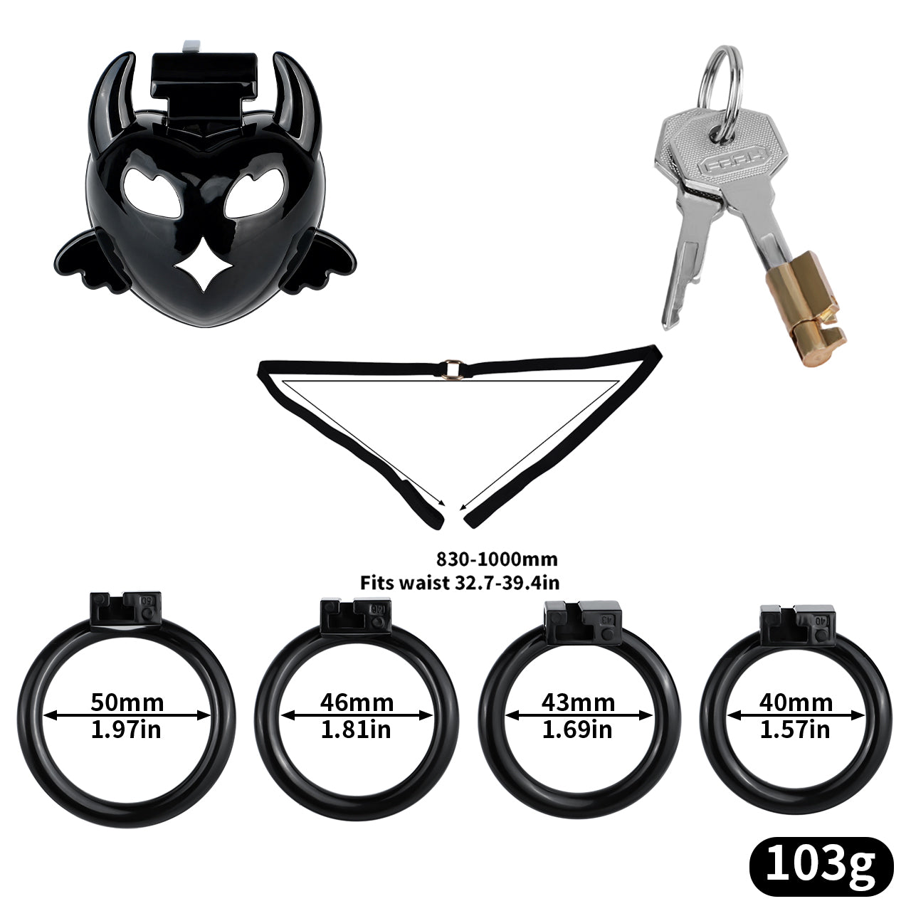 Flat Dark Devil Chastity Cage | F329A