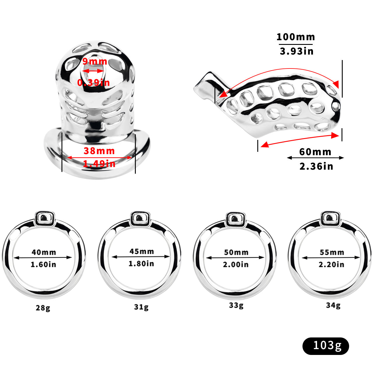 Aluminum Alloy Chastity Cage