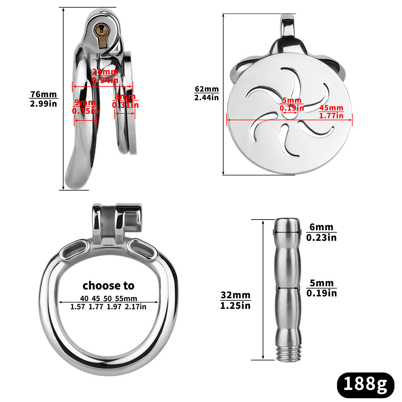 Whirlwind Pattern Flat Chastity Cage