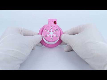 ABS Resin Rhinestone Snowflake Flat Chastity Cage | AS603