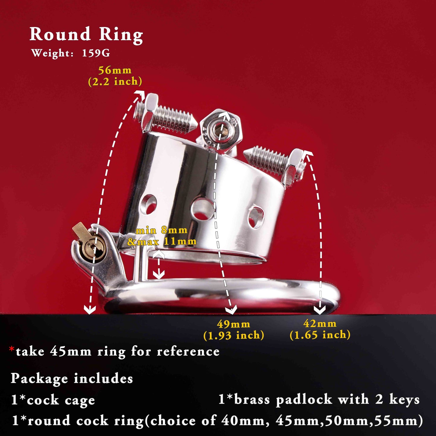 Open Head Male Chastity Cage with Removable Spikes, F3029 - FRRK