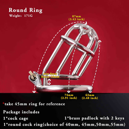 Male Chastity Full Steel Lock-Cock Penis Cage, F3010 - FRRK